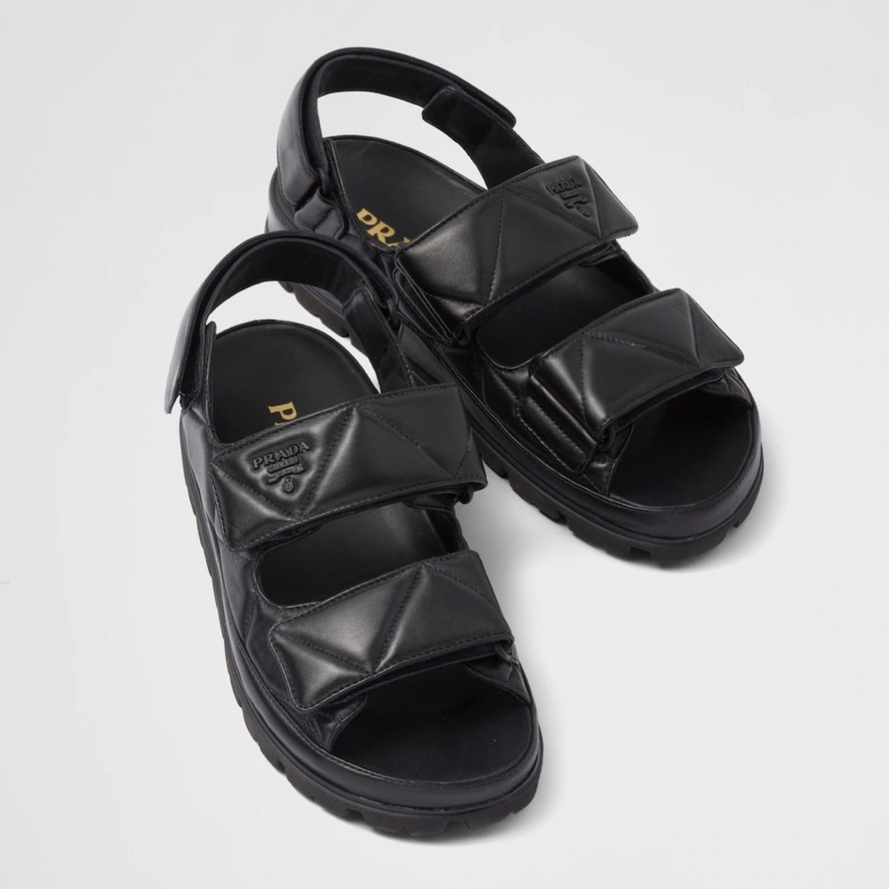 Prada Padded Nappa Leather Sandals - Size 39 (Size 9) - Black